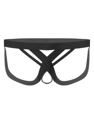 iEFiEL Mens Sexy Crotchless G-string Jockstrap Underwear Open Butt Low Rise Briefs Elastic Waistband Micro Thongs