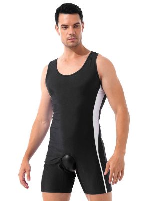 Men Sexy Sleeveless Crotchless Open Butt Romper Sleepwear