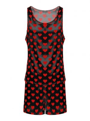 iEFiEL Mens Satin Pajamas Sleepwear Sleeveless Loose Fit Tank Top with Shorts Nightwear Loungewear