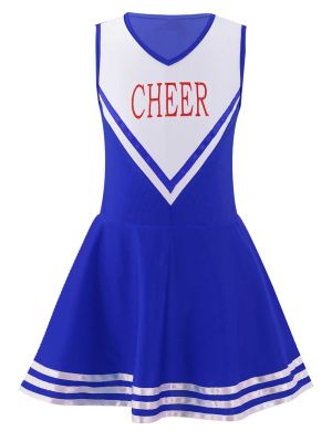 iEFiEL Girls Sports Cheerleading Dance Dress Sleeveless V Neck Letter Print Dress 