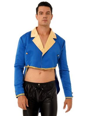 iEFiEL Men Halloween Party Role Play Prince Costume Long Sleeve Swallow-tailed Coat Jacket 