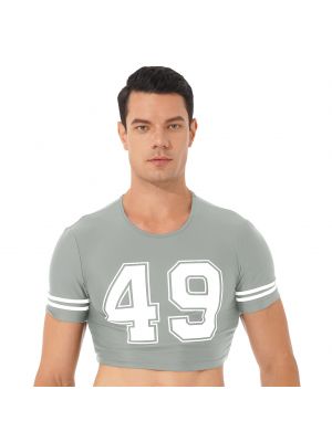 iEFiEL Mens Crop Top Short Sleeve Number Printing T-shirt Football Player Cosplay Costume