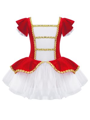 iEFiEL Kids Girls Ringmaster Cosplay Fairytale Costume Ballet Dance Leotard Dress Mesh Tutu Skirt Performance