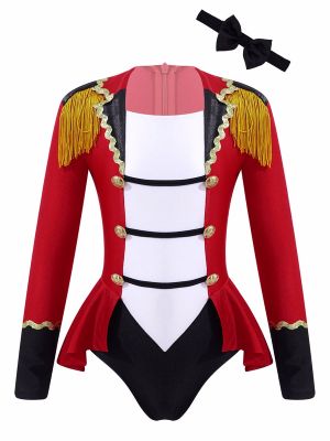 iEFiEL Girls Circus Cosplay Costume Long Sleeves Patchwork Tassel Buttons Adorned  Jumpsuit with Tie