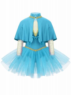 iEFiEL Girls Glitters Mesh Leotard Dress Halloween Theme Party Showman Costume Outfit