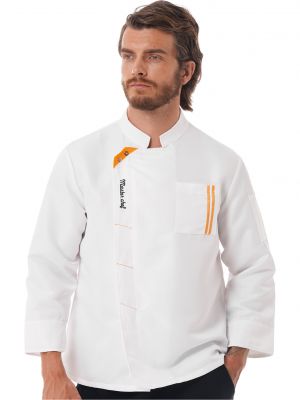 iEFiEL Mens Side Button Chef Jacket Coat Kitchen Long Sleeve Cook Uniform for Hotel Restaurant