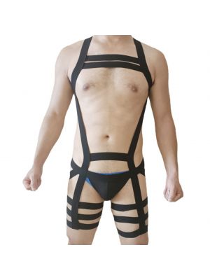 iEFiEL Mens Body Chest Harness Belt Elastic Straps Lingerie Jockstrap Underwear Nightclub Pole Dancing Costume