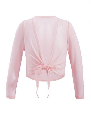 iEFiEL Kids Girls Long Sleeves Front Wrap Mesh Dance Cover Up Tops Cardigan Shrug Tops for Ballet Dance
