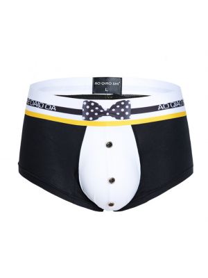 iEFiEL Mens Button Bulge Pouch Boxer Briefs Underwear Bowknot Printing Underpants