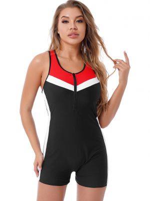 iEFiEL Womens One-piece Swimsuit Sleeveless Racer Back Colorblock Short Bodysuit Swimwear