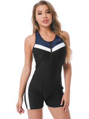 iEFiEL Womens One-piece Swimsuit Sleeveless Racer Back Colorblock Short Bodysuit Swimwear