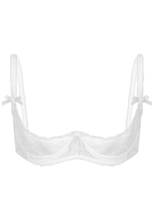 Women 1/2 Cup Push Up Underwire Lace Bra Adjustable Strap Sponge Padded Brassiere