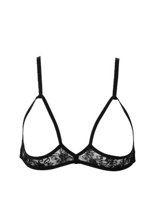 Women Floral Lace Wireless Open Cup Unlined Bras
