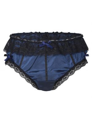 Men Sissy Satin Ruffle Lace Low Waist Bowknot Crossdress Briefs