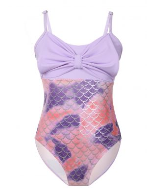 iEFiEL Girls Fish Scales Print Mermaid Jumpsuit Swimwear with Adjustable Spaghetti Straps 