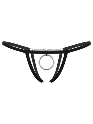 iEFiEL Mens Beaded Bulge Pouch G-string O Ring/Sheer Lace Elastic Waistband Thong Underwear