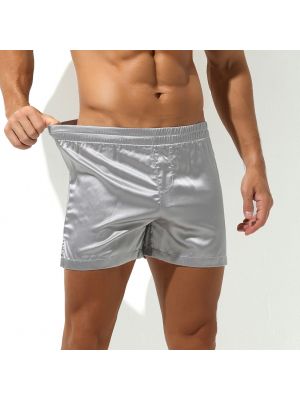 iEFiEL Mens Satin Side Split Boxer Briefs Underwear Mid Waist Elastic Waistband Shorts Sleepwear Bottoms