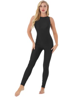 iEFiEL Womens Strappy Open Back Stretchy Long Jumpsuit for Gym Yoga Dance