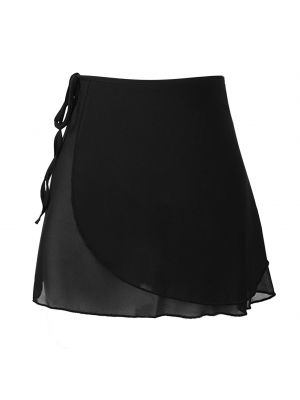 iEFiEL Womens Chiffon Lace-up Wrap Skirt Solid Color Miniskirt for Dance Performance