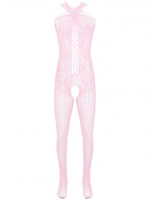 iEFiEL Mens Sissy Hollow Out Fishnet Crotchless Bodysuit See-through Floral Mesh Strappy Leotard Nightwear