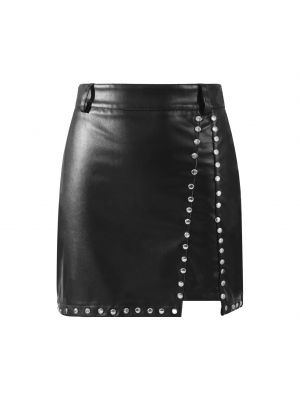 iEFiEL Womens Rivet Faux Leather Pencil Skirt High Waist Invisible Zipper Slim Fit Miniskirt for Club Party 