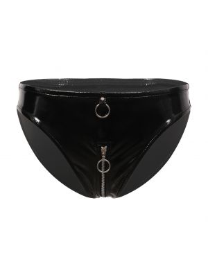 iEFiEL Womens O Ring Low Waist Briefs Wet Look Patent Leather Zipper Crotch Panties Club Stage Costume