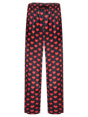 iEFiEL Mens Heart Printing Satin Pajama Pants Drawstring Elastic Waistband Trousers Sleepwear Loungewear