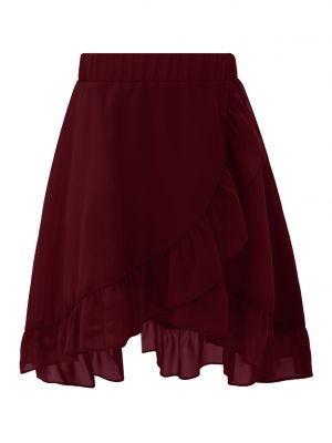 iEFiEL Kids Big Girls Slit Front Solid Color Chiffon Ballet Dance Skirt with Elastic Waistband Ruffle Hem 