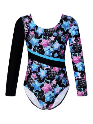iEFiEL Kids Girls Long Sleeve Cartoon Print Swimwear One-piece Swimming Jumpsuit Beach Bathing Bodysuit