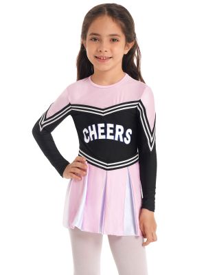 iEFiEL Kids Girls Cheers Prints Pleated Dress with Press Buttons at Crotch for Cheerleading Dance Performance