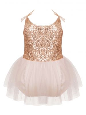 iEFiEL Baby Girls Sleeveless Spaghetti Shoulder Straps Dress Sparkling Sequins Tutu Mesh Romper Dresses
