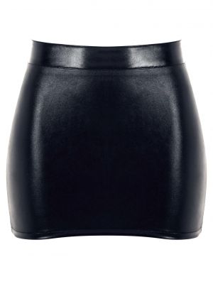 iEFiEL Womens Shiny Patent Leather Miniskirt Fashion Zipper Back Skirt Pole Dancing Costume