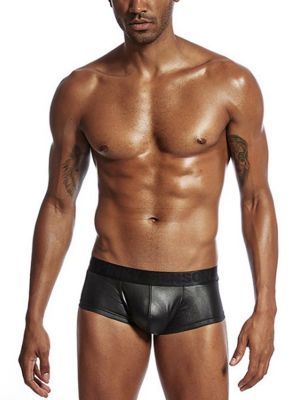 iEFiEL Mens Glossy Patent Leather Bulge Pouch Boxer Briefs Low Rise Elastic Waistband Shorts Underwear