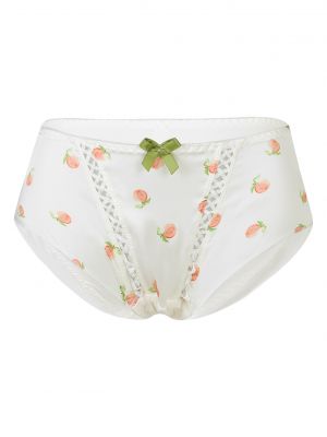 iEFiEL Mens Silky Sissy Crossdress Cosplay Briefs Peach Print Lace Bowknot Briefs Panties Underwear