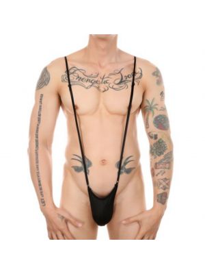 iEFiEL Mens Bulge Pouch One-piece Mankini Underwear Suspender Bodysuit Adjustable Straps Thong