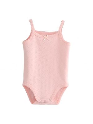 iEFiEL Infant Baby Girls Sleeveless Solid Color Bodysuit Romper with Bowknot 