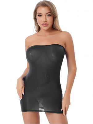 iEFiEL Womens Stretchy Strapless Pencil Dress Semi See-through Mini Dresses Bikini Cover Ups Nightwear