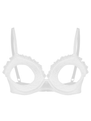 Women Floral Lace Open Cup Underwired Bra Lingerie Top