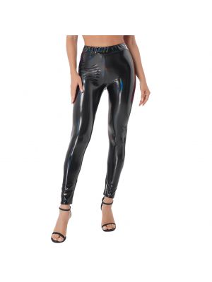 iEFiEL Womens Wet Look Patent Leather Skinny Pant High Waist Leggings
