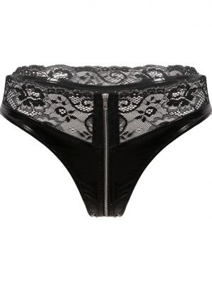 iEFiEL Womens Zipper Low Rise Thongs Lace Patchwork Patent Leather Briefs Panties Underwear