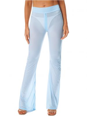 iEFiEL Womens Semi See-Through Yoga Flared Pants Zipper Crotch Bell-Bottomed Trousers for Club