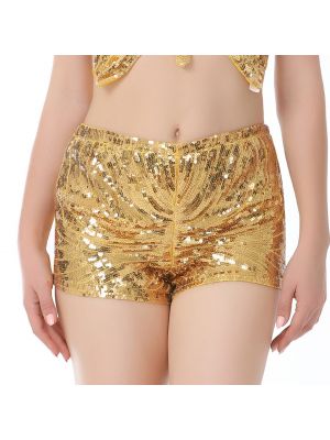 iEFiEL Womens Sparkling Sequins Hot Pants Zippered Booty Shorts Nightclub Performance Costume