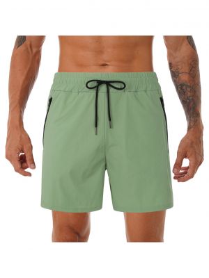 iEFiEL Mens Zipper Pockets Drawstring Shorts Swimming Trunks for Vacation Beach Sports