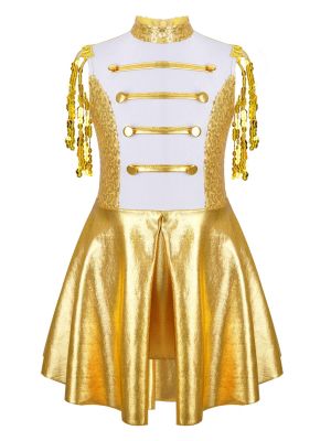 iEFiEL Girls Halloween Band Costume Sleeveless Shiny Sequins Leotard Dress for Cosplay Dress Up Performance