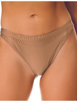 iEFiEL Womens Glossy Low Rise Briefs Solid Color Elastic Waistband Panties Underwear