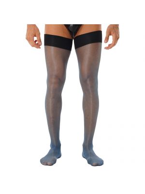 iEFiEL Mens Glossy Stretchy Stockings Sheer Thin Thigh-high Socks Costume