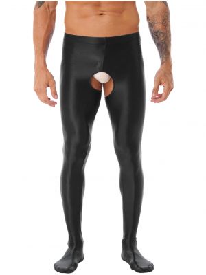 Men Glossy Crotchless High Waist Pantyhose Lingerie