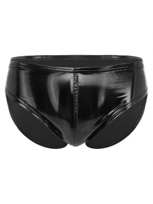 iEFiEL Mens Wetlook Patent Leather Briefs Underwear Elastic Waistband Underpants for Club Dancing