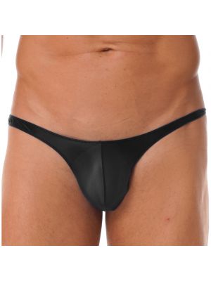 iEFiEL Mens Glossy Bulge Pouch Thongs Underwear Solid Color Low Waist Briefs Underpants