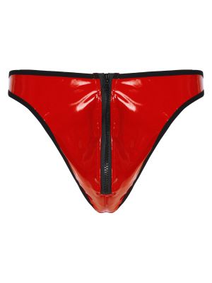 iEFiEL Mens Wetlook Patent Leather Briefs Bulge Pouch Thong Nightclub Stage Performance Underpants